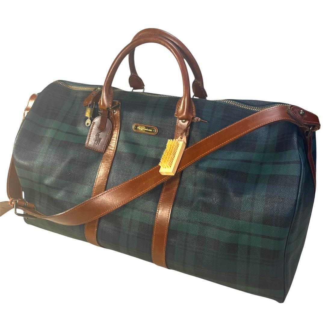 POLO ポロ ラルフローレン ボストンバッグ 2way チェック カデナ/キー