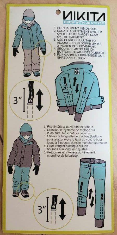 NIKITA ジュニアスノーボードウェアセット（WH/BK）+セーフティーパッド