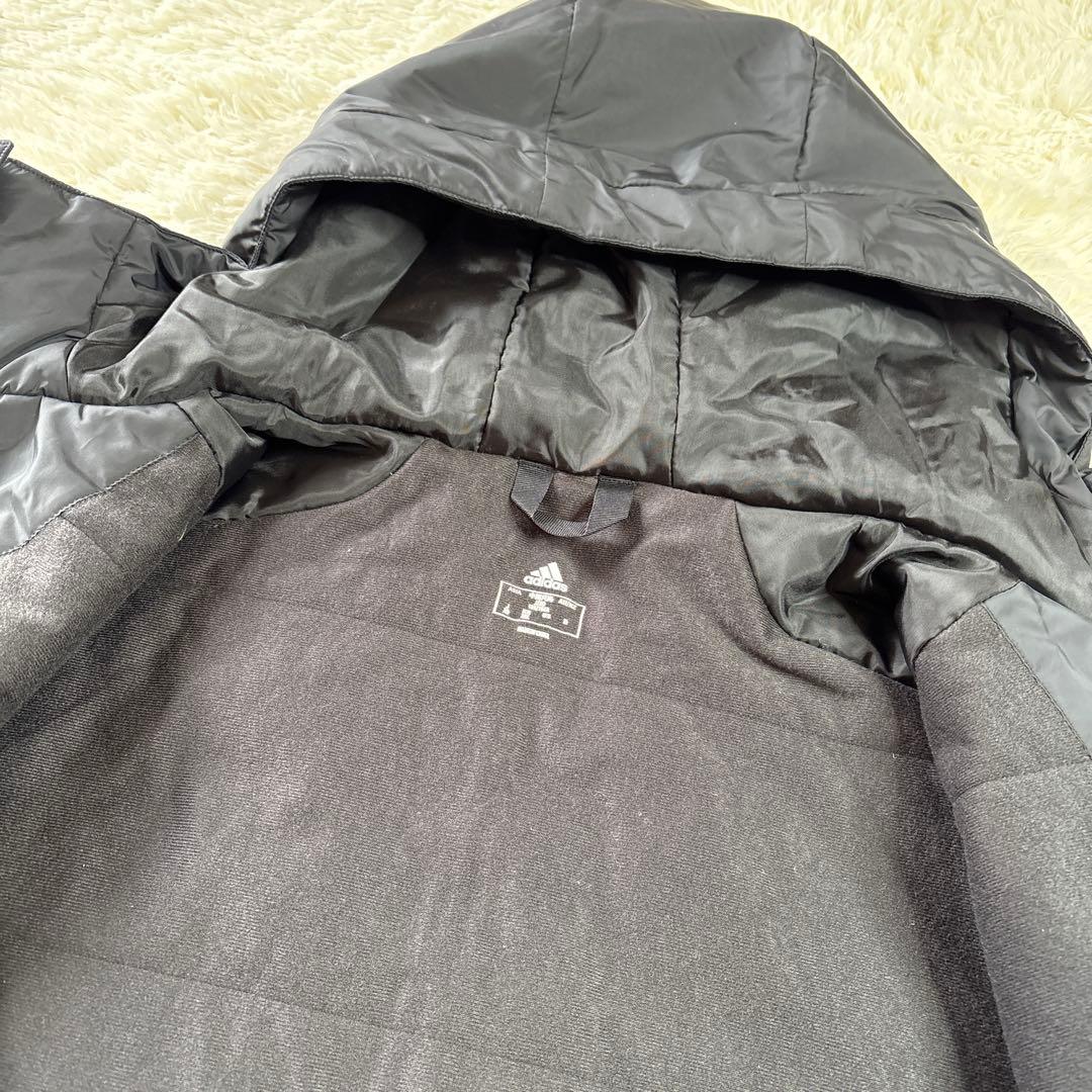 【極美品】adidas ブラック ベンチコート XO 2X L ロングコート