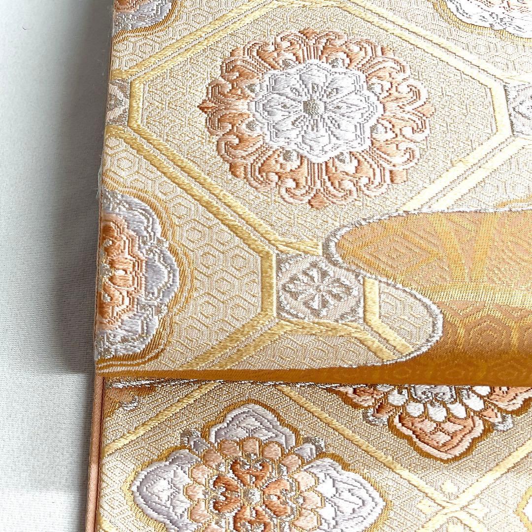 袋帯　銀糸　ヱ霞　花菱　華紋　蜀江紋　南天　亀甲　七宝　菱　着物　帯　038k