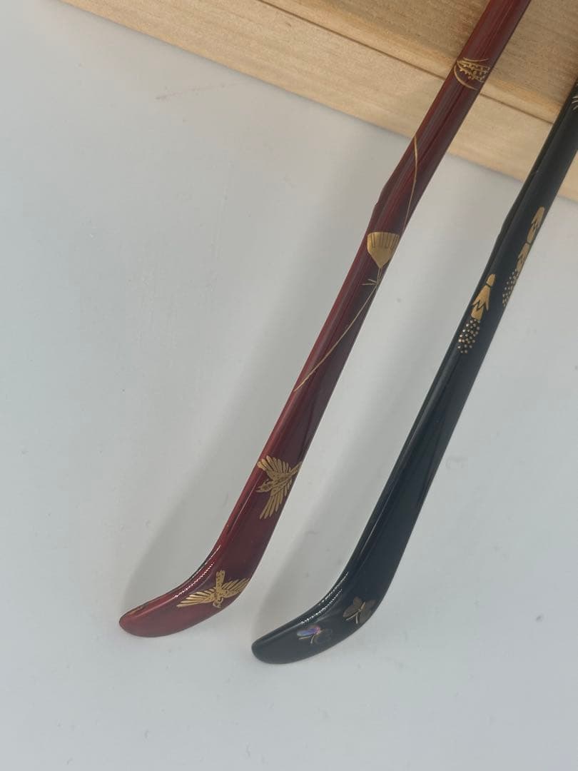 「セール中！」　春秋　茶杓　一双　輪島塗　蒔絵　松峰作