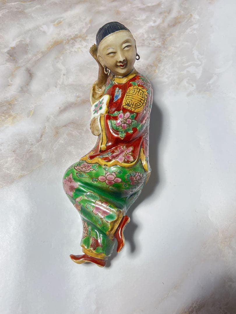 アンティーク　清時代　　置物　 唐物 骨董品 手作り　ハンドメイド　金彩　人形