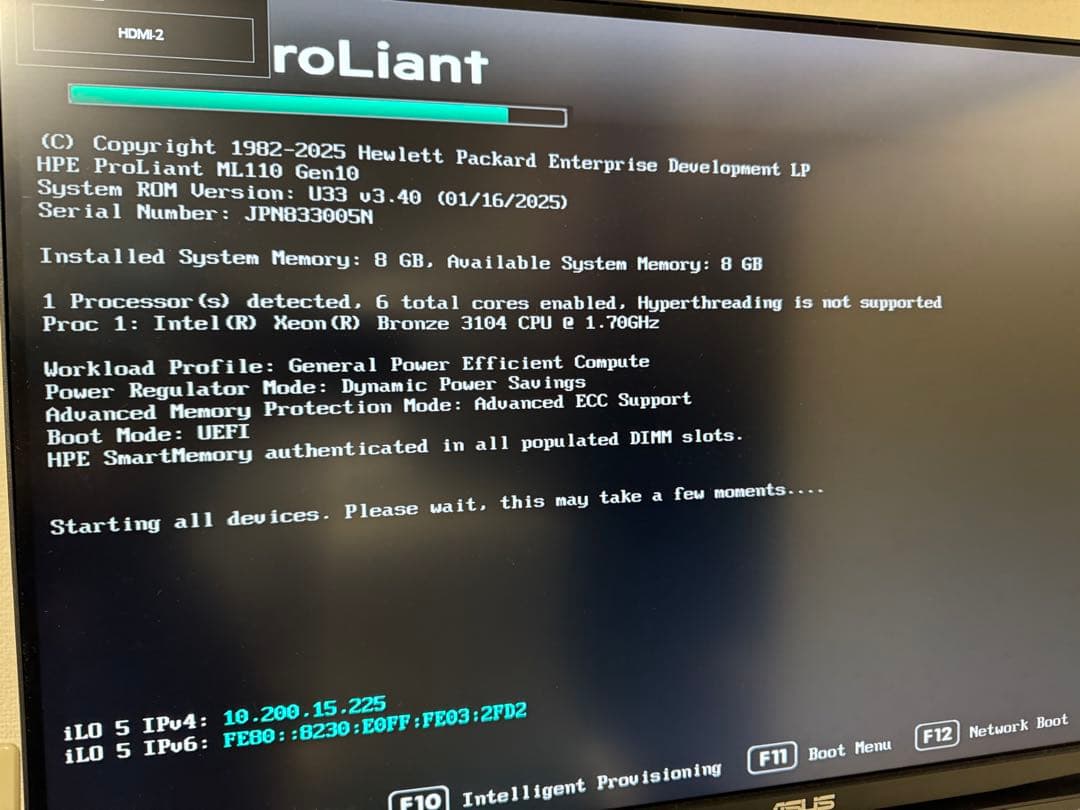 【動作ジャンク】HPE ProLiant ML110 Gen10