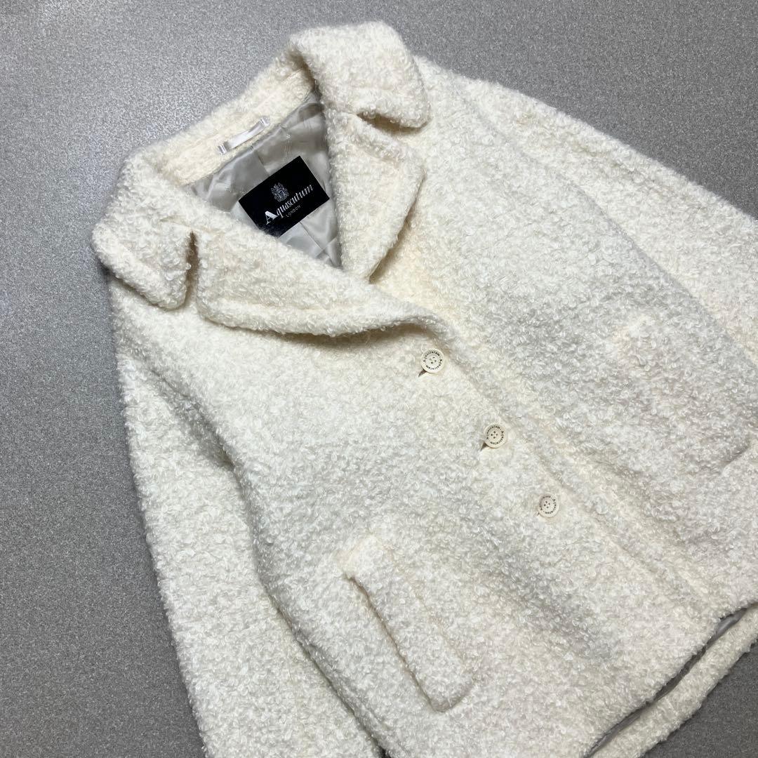 [極美品✨近年モデル] アクアスキュータム モヘア混 チェスターボアコート 白