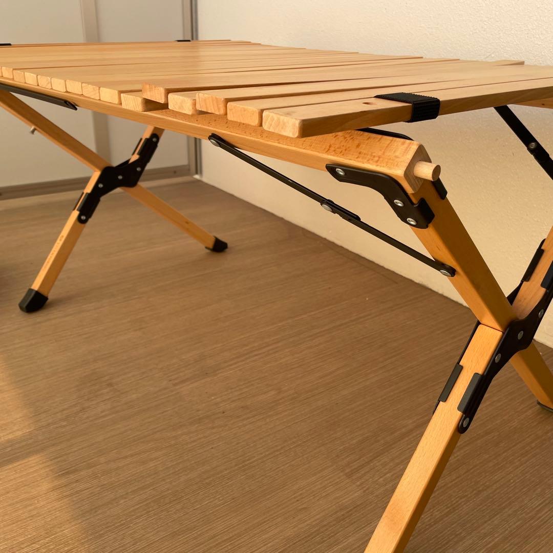 【室内使用美品】ハイランダー ウッドロールトップテーブル90 & ペアマグ特典付