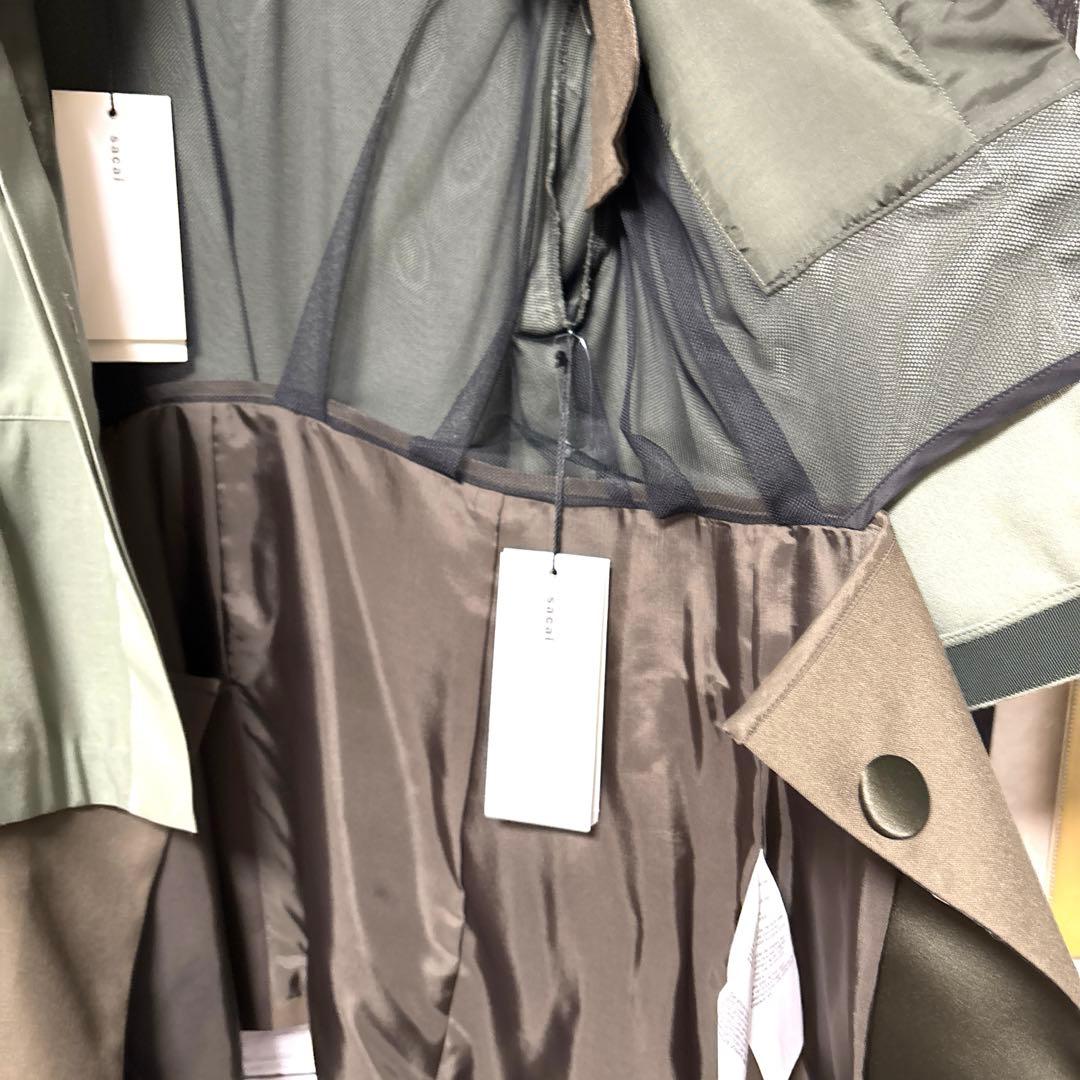 新品 sacai サカイ オリーブグリーン スーチングレイヤードジャケット