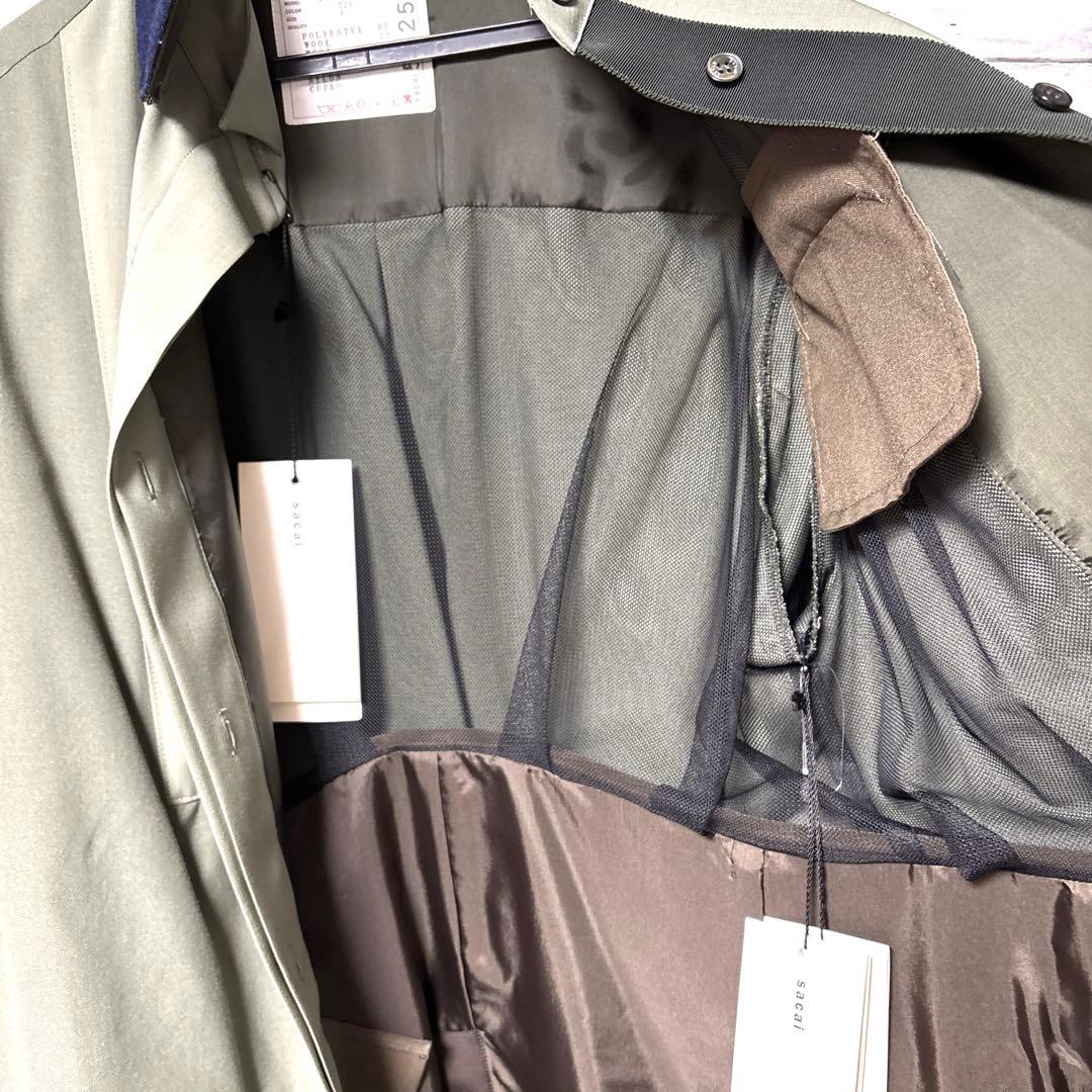 新品 sacai サカイ オリーブグリーン スーチングレイヤードジャケット