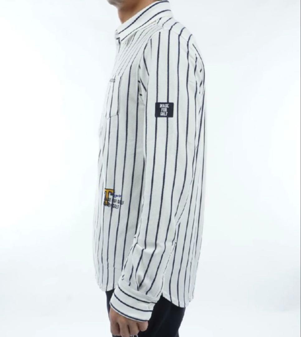 新品 パーリーゲイツ ストレッチカノコスムースピーチ 長袖ポロシャツ(5)L/白