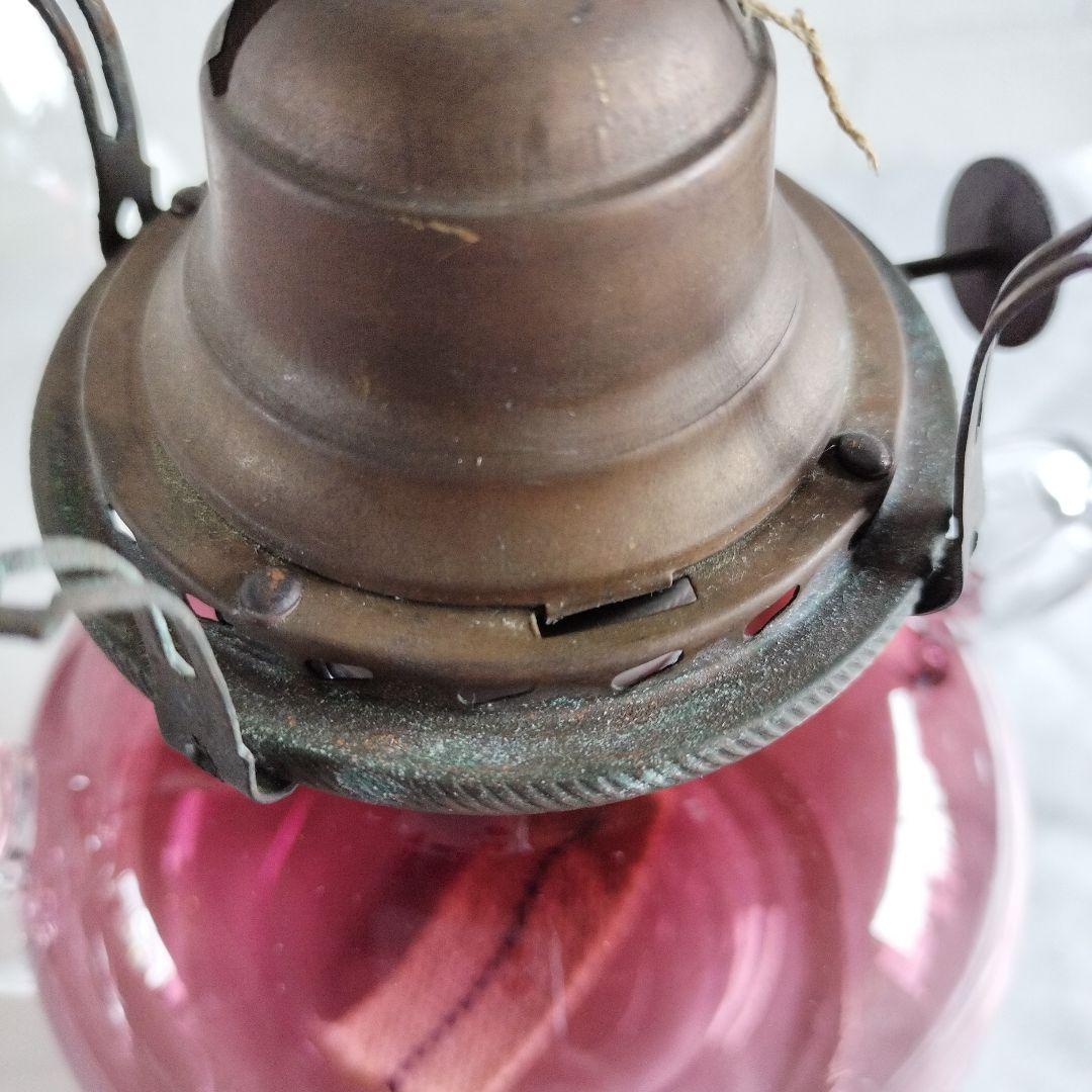 北一硝子　オイルランプ　パープルグラデーション　ひまわり