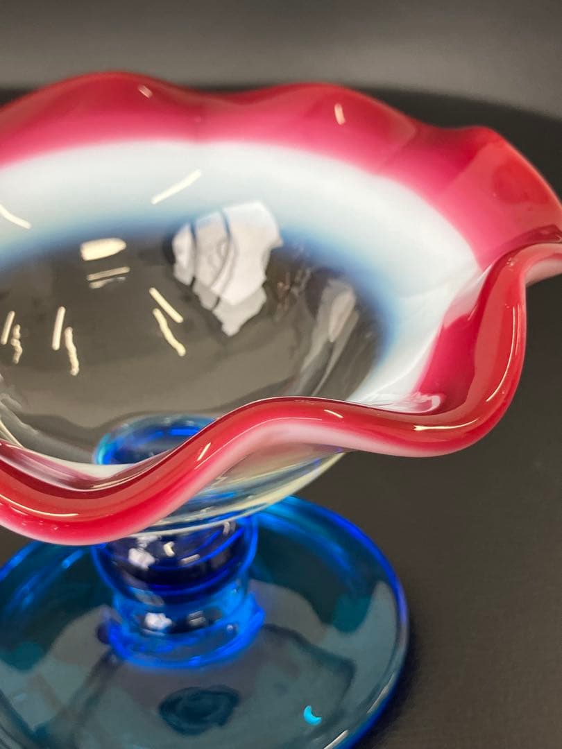 値下げ！大正モダン　氷コップ 和ガラス　三色 手吹き ガラス 乳白色 レトロ