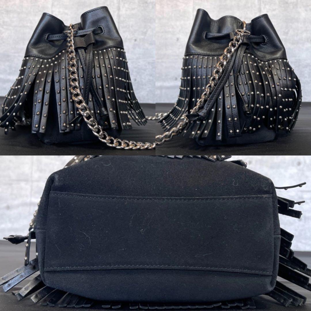 専用品JIMMY CHOO ブラック キャリー ドローストリングショルダーバッグ