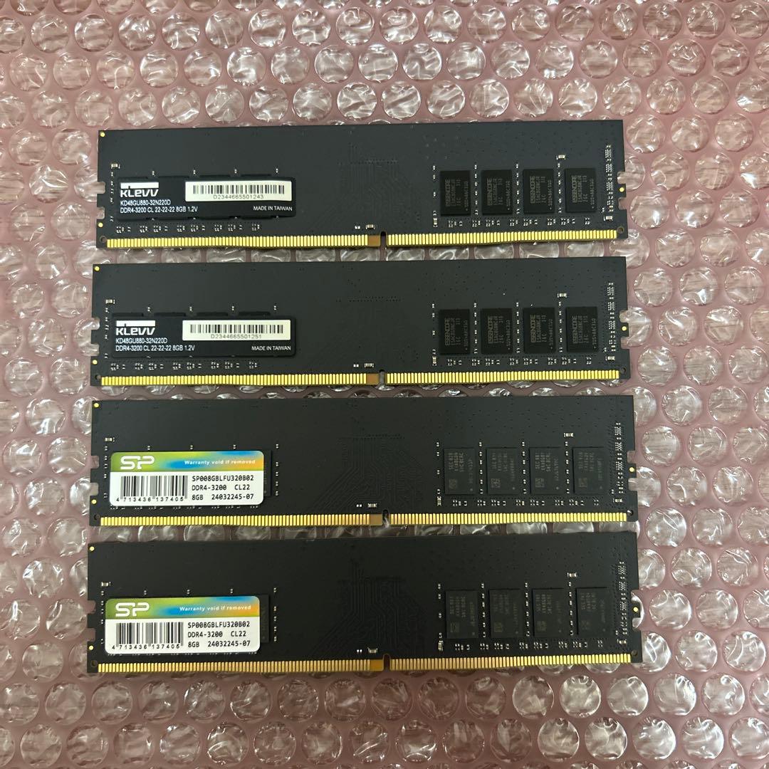 DDR4-3200 32GB(8GBx4) SP / KLEVV混在セット
