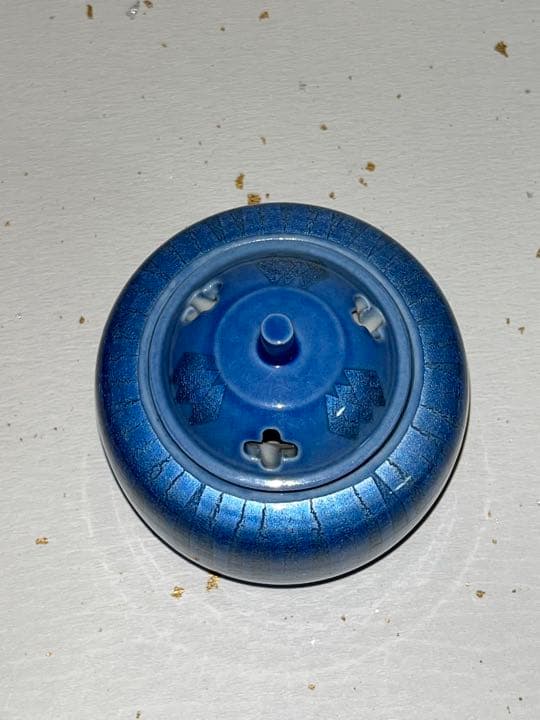 中田一於 淡青釉裏銀彩 香炉 管理N27 九谷焼 日本工芸会正会員 茶道具