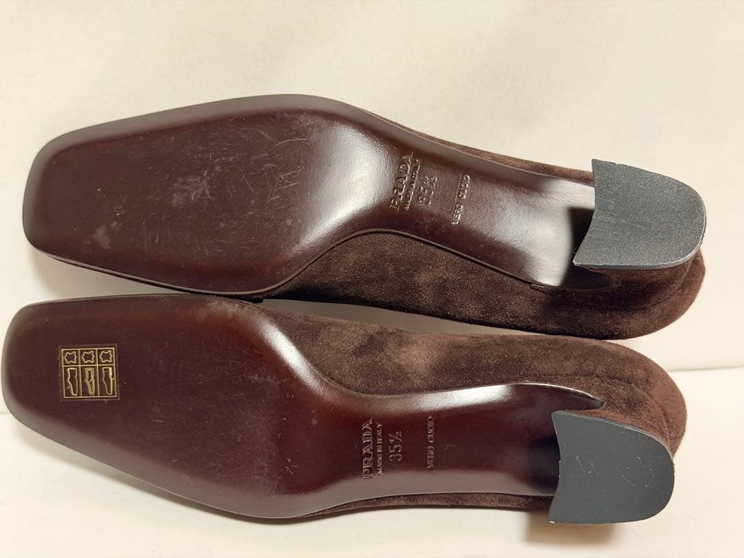 新品未使用　PRADA ダークブラウン スエード ローファー　プラダ35.5