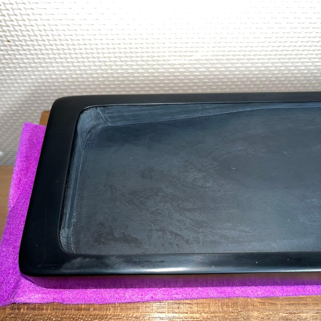 ⭕️ちず⭕️ 雨端硯　長方研　未使用に近い美品　27cm超え　雨端石紋綺麗