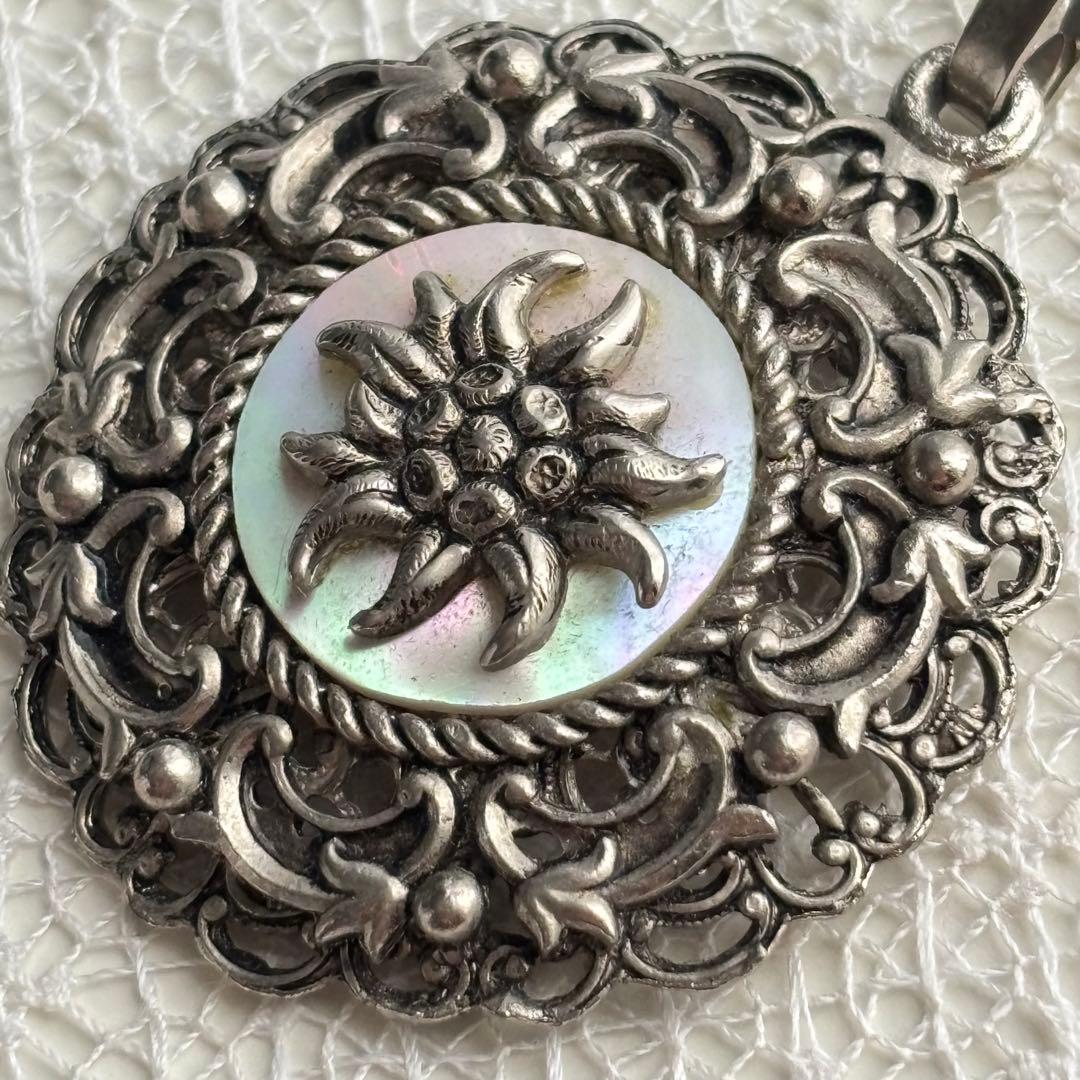 【美品】西ドイツ 70’s エーデルワイス マザーオブパール ペンダント