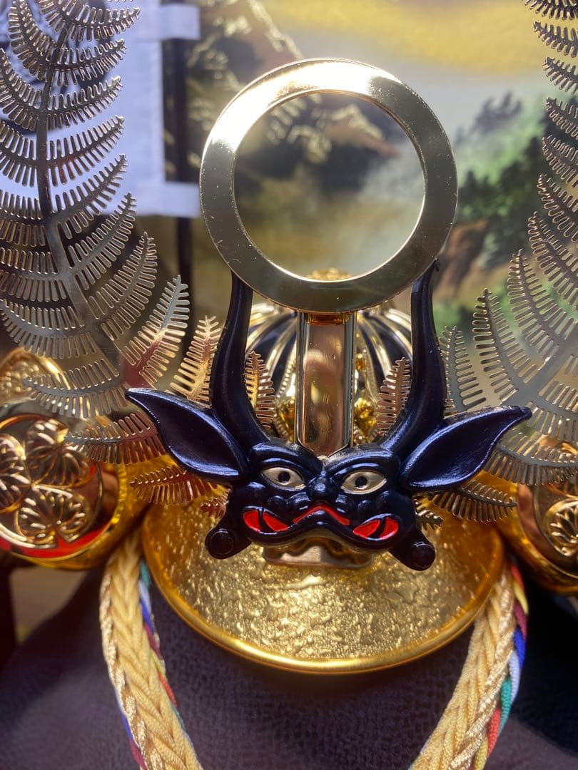 徳川家康公之兜　東京久月　五月人形　家紋付き兜飾り　オルゴール付きガラスケース入