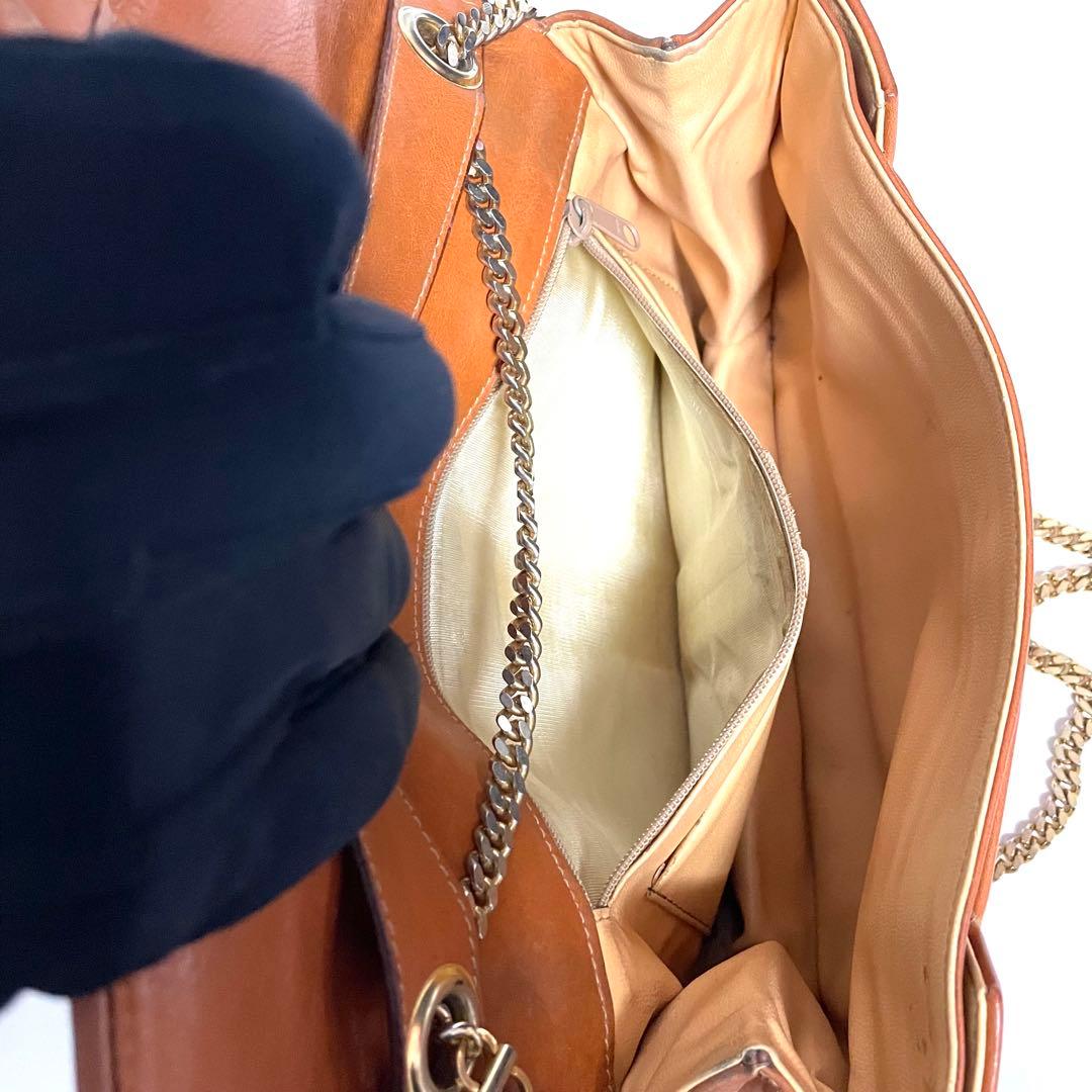 バッグ CELINE Vintage Chain Shoulder Bag Brown