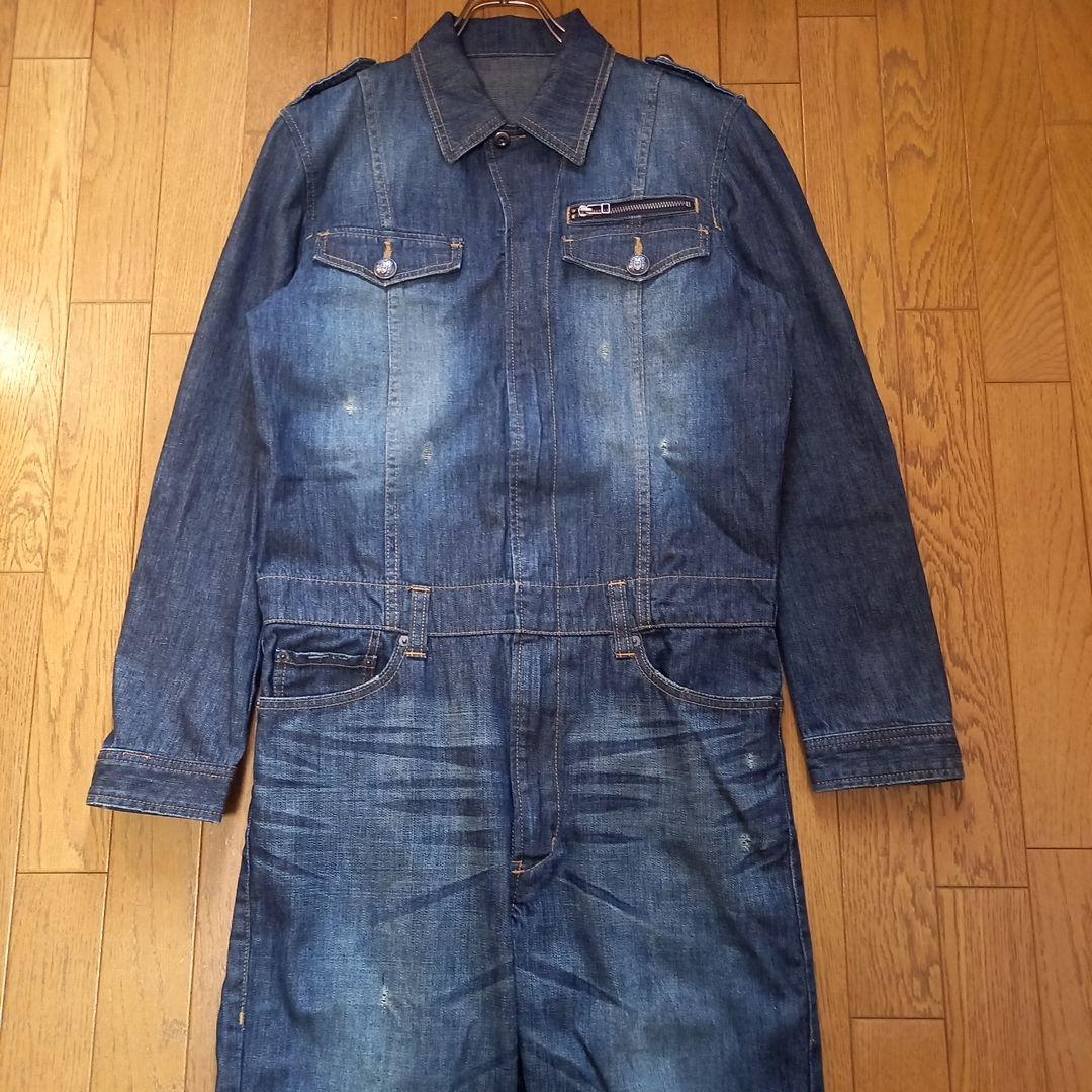 ルパート ダメージ加工デニムつなぎ オールインワン バンソン ヒゲ 色落ち