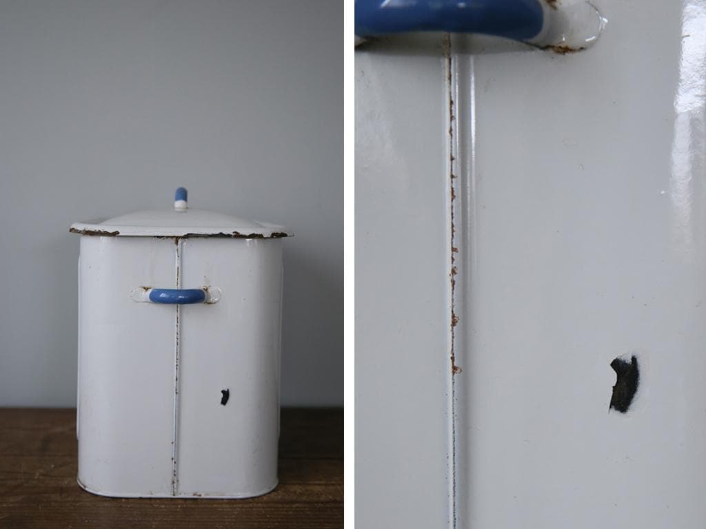 英国アンティーク琺瑯製ブレッド缶/ホーローキャニスター/米びつ(83-242)