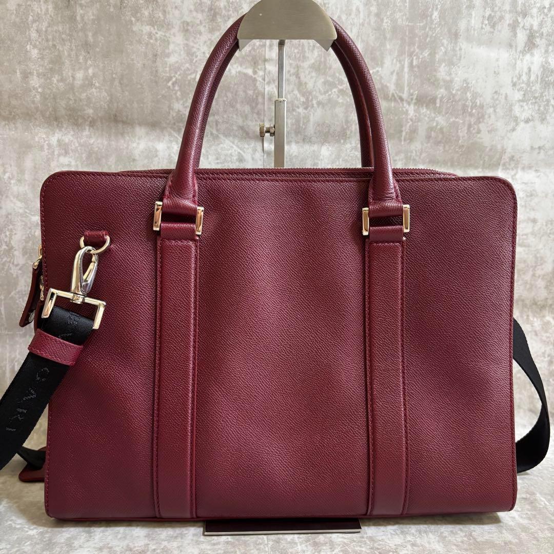 J72 極美品✨BVLGARI ブルガリ　ビジネスバッグ　2way レザー　赤