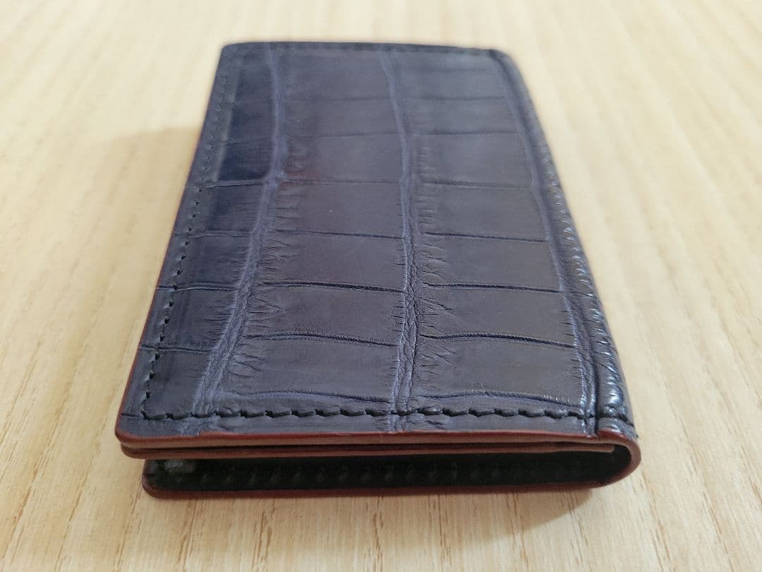 馬車道今井 クロコダイル レザー名刺入れ・カードケース ネイビー 定価12万