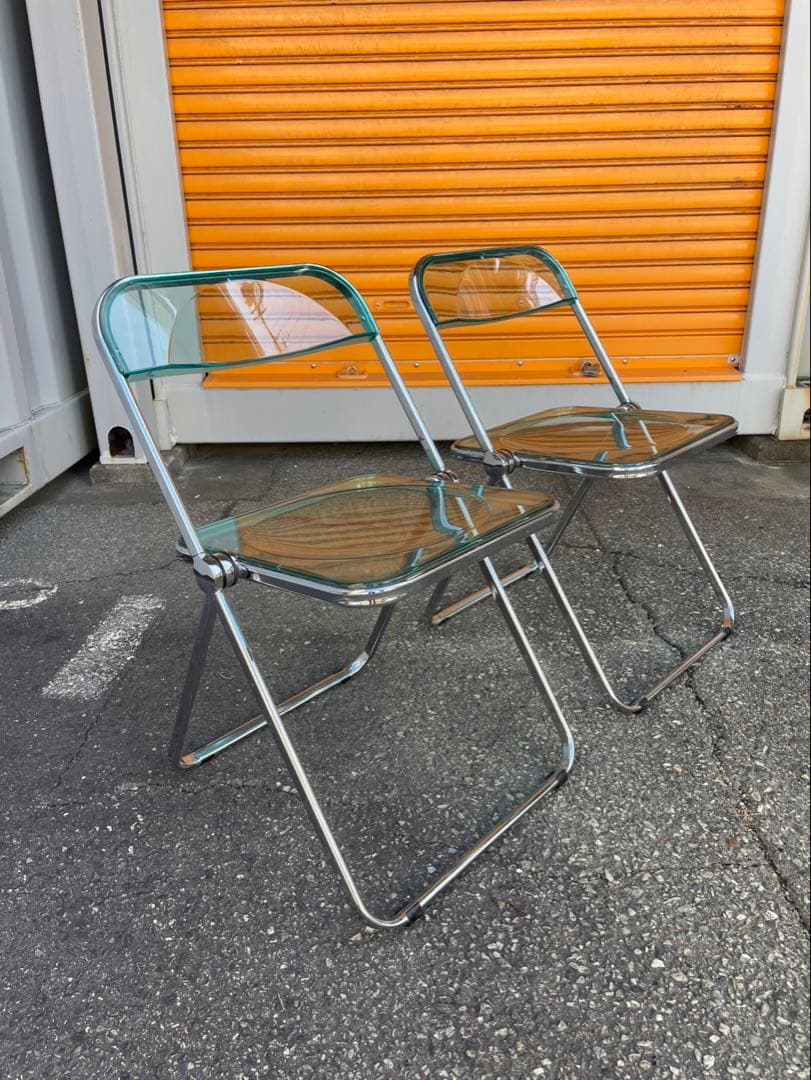 折りたたみ式　クリアチェア　2脚セット