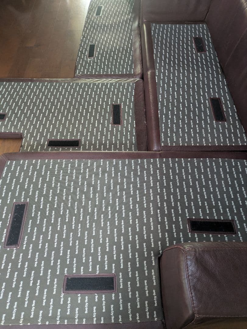 アクタスfive by five L字型本革ソファ クッション2個付き