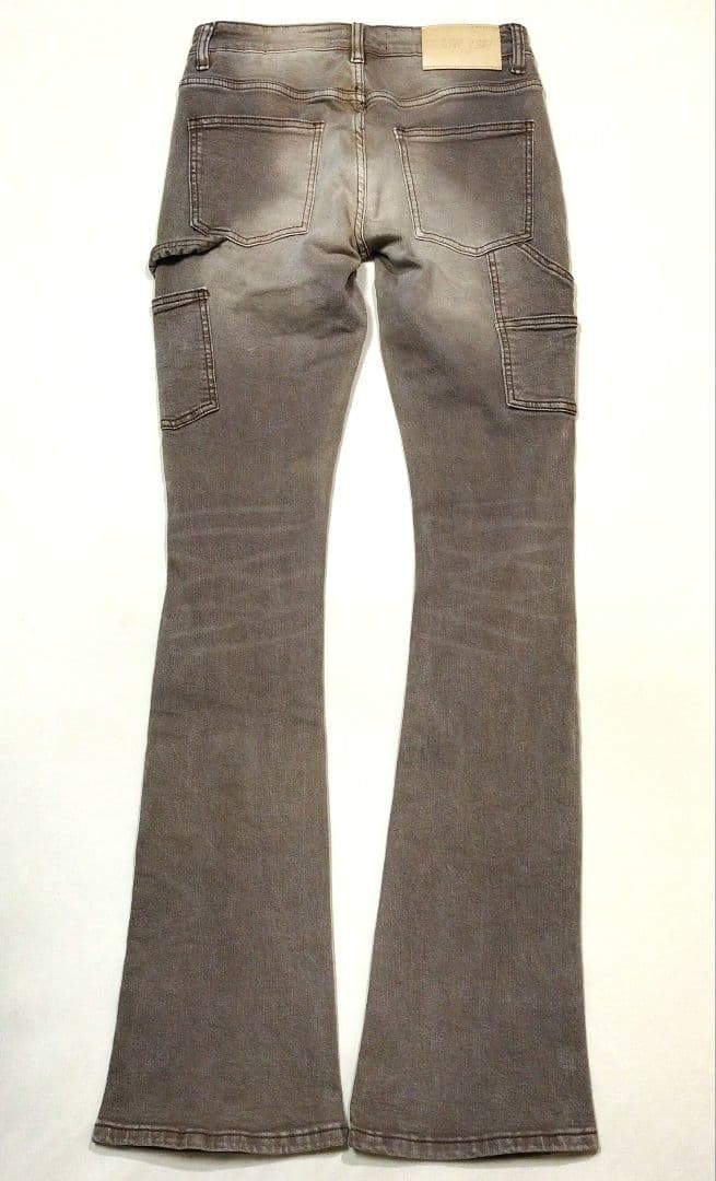 ESNTL LAB　ハードダメージフレアデニムパンツ　ビンテージ加工　茶系　30