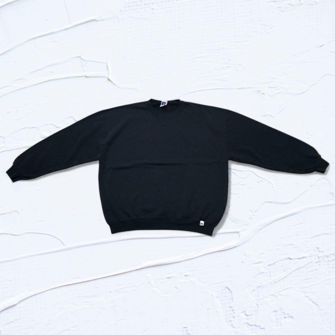 90s RUSSELL ブラック 無地スウェット メキシコ製 サイズXL