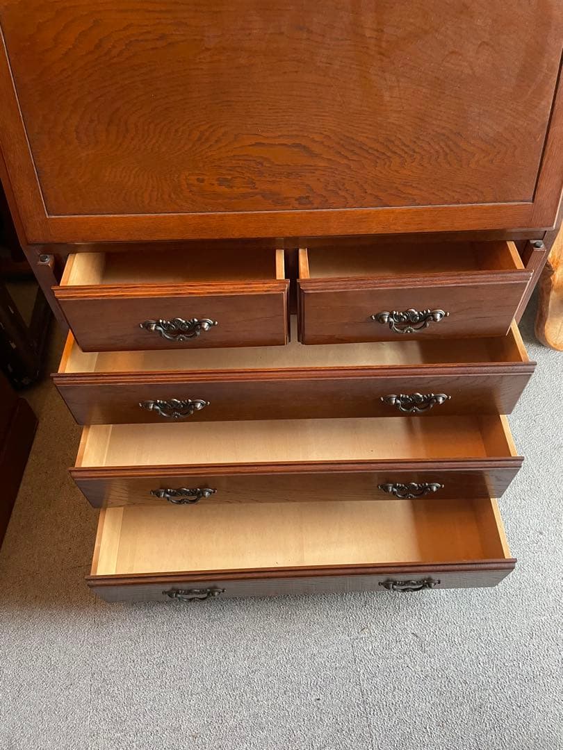 越後家具　ライティングデスク 民芸家具 昭和後期 古録展 当時物　高級家具