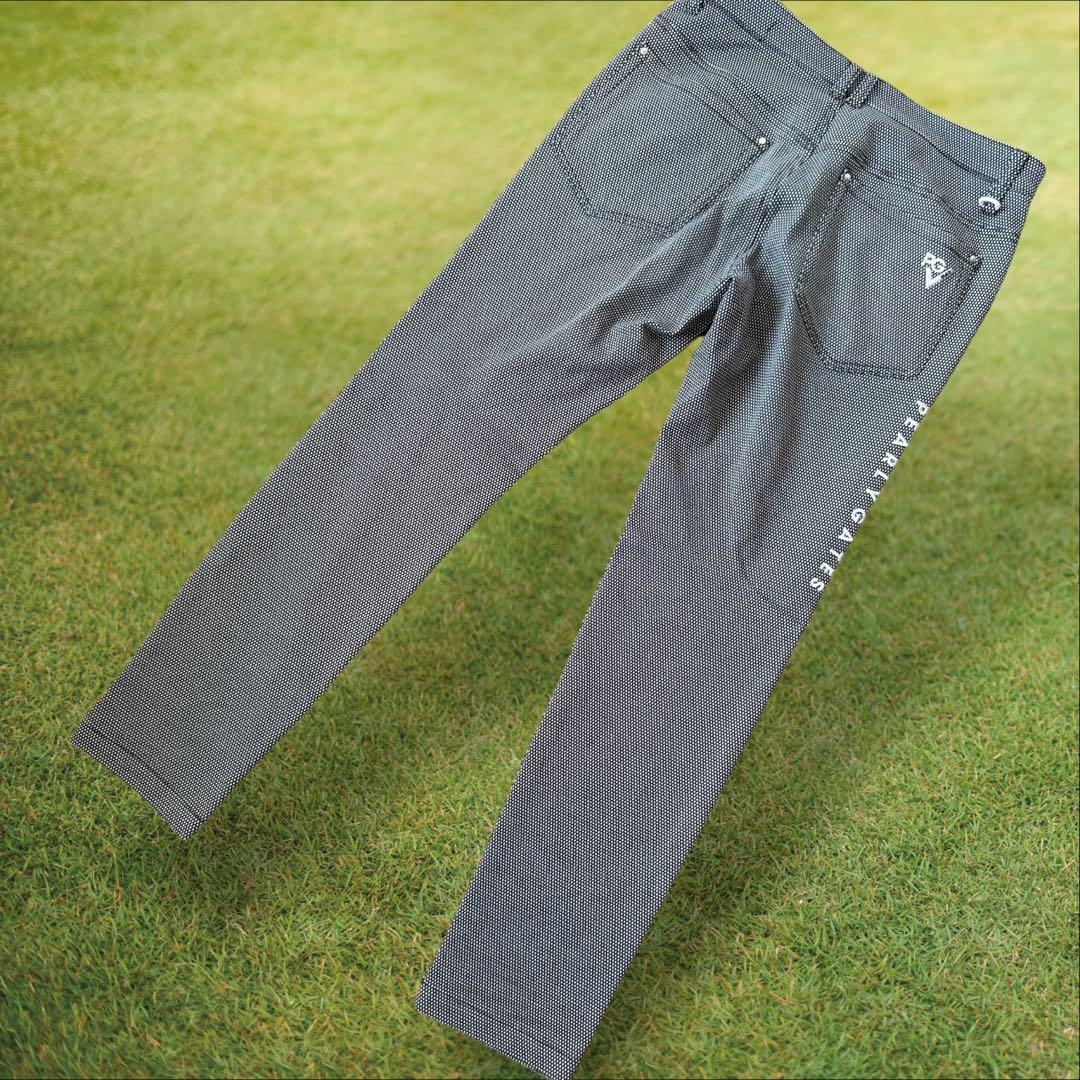 パーリーゲイツ　パンツ　総柄　グレー　M〜L相当　生地厚　コットン素材　白　4