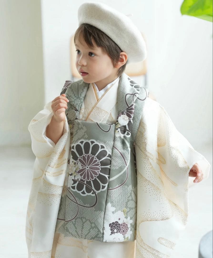 【8/16-17限定】 utatane 七五三 ひよこ商店 被布着物　3歳男児
