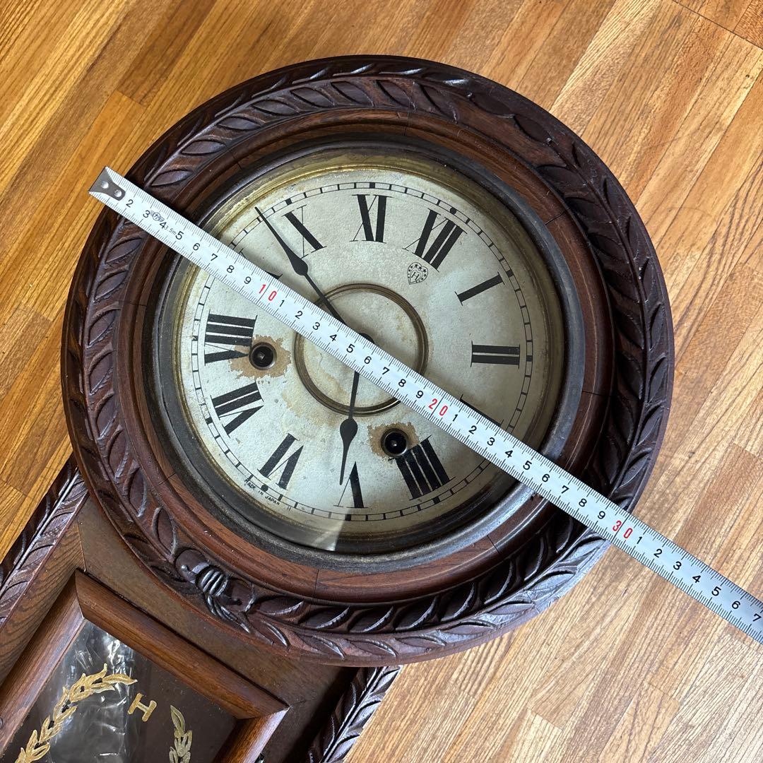 ハートエッチ精工所 柱時計 掛時計 ゼンマイ 昭和レトロ アンティーク