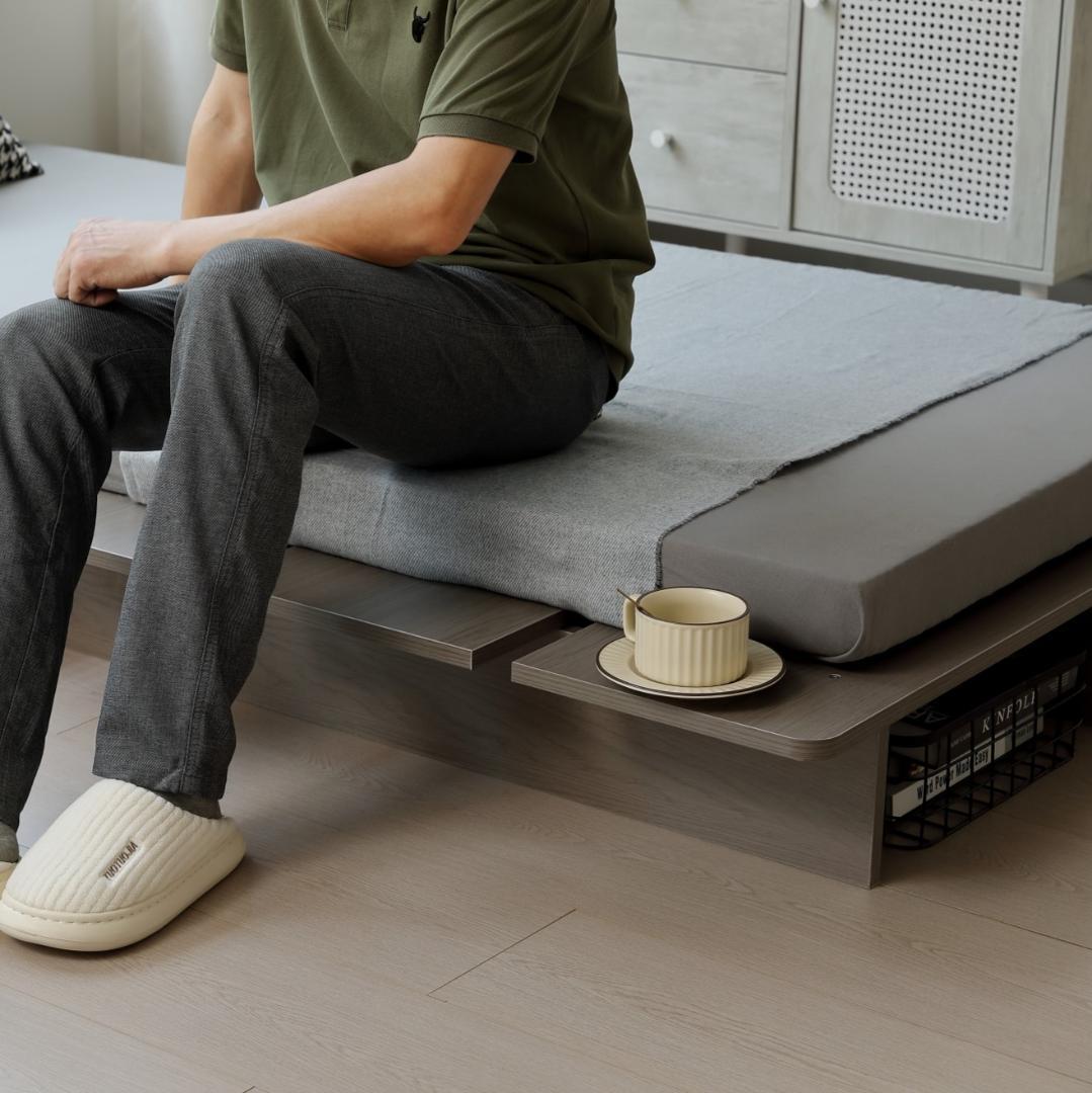 超人気！【幅140cm】木目調 ベッド SD ローベッド Gray