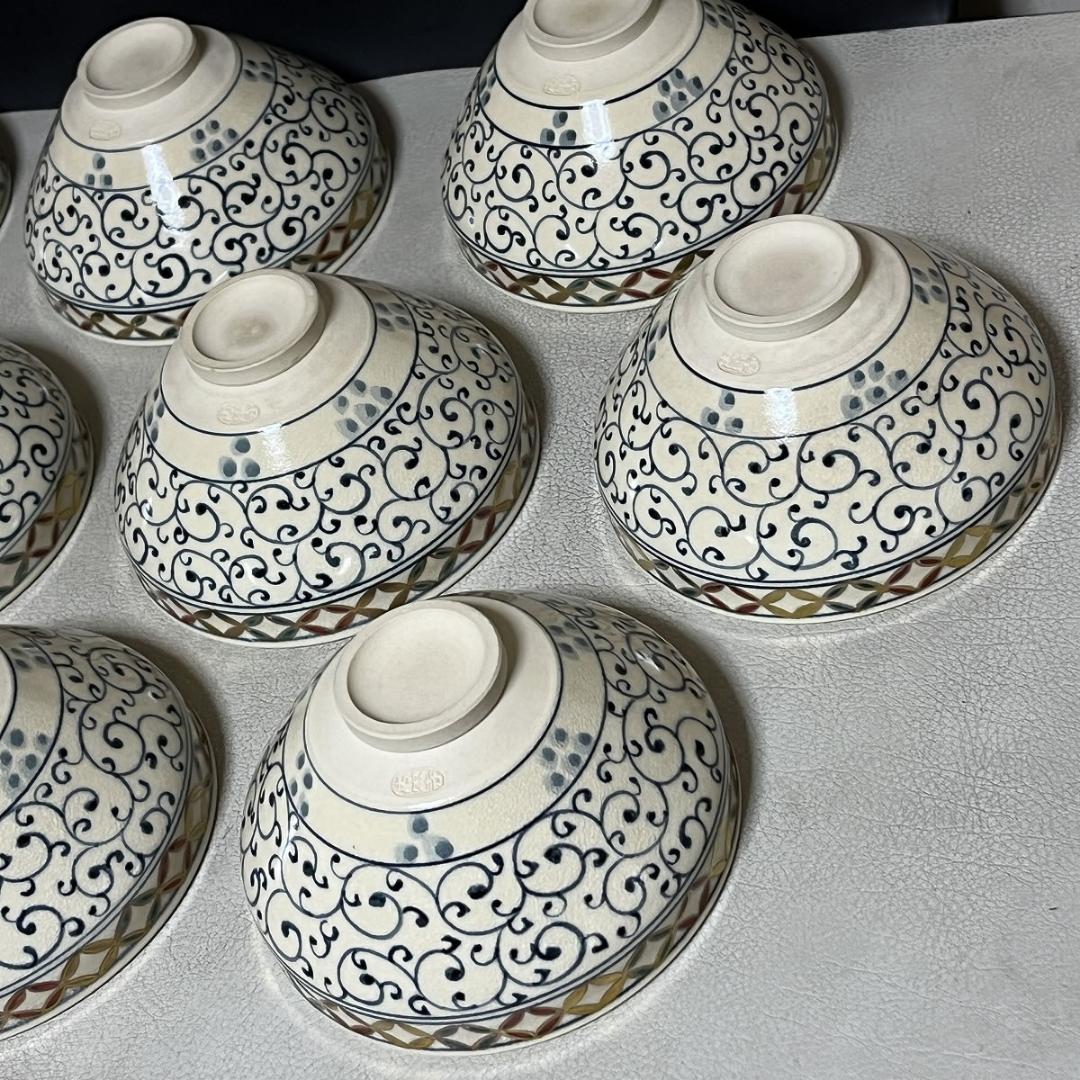 杉田祥平 数茶碗 十客 清閑寺窯 天目七宝 安南唐草画 共箱【k3648】