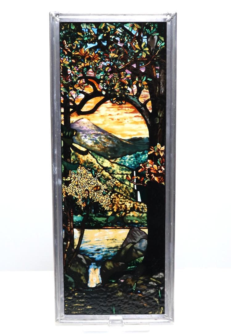 ティファニー ヴィンテージ ステンドグラス 縦長大型 コーニングガラス美術館 秋