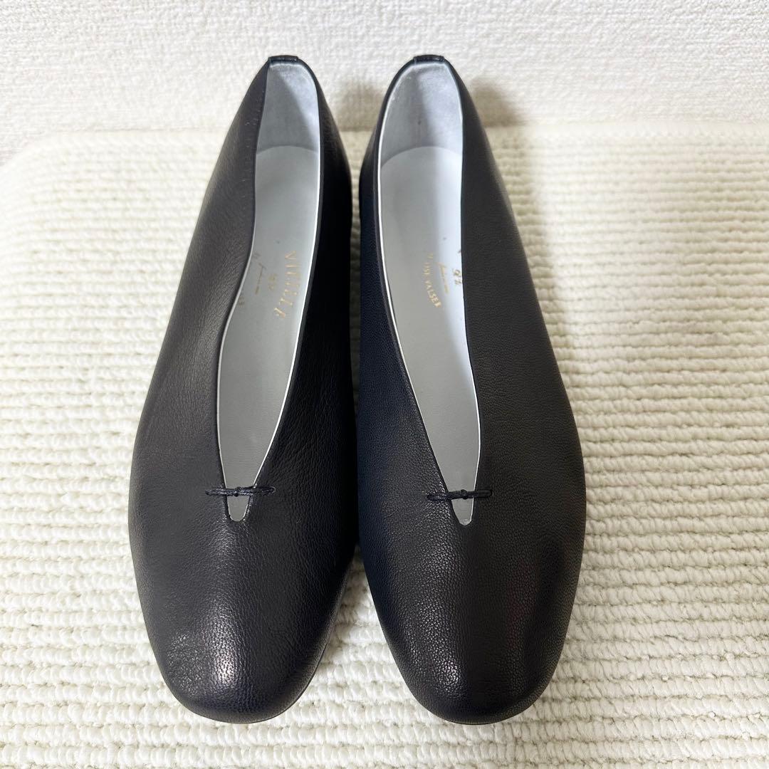 VIEILLE Cinqヴィエイユ サンク フラットシューズ 37 黒 レザー