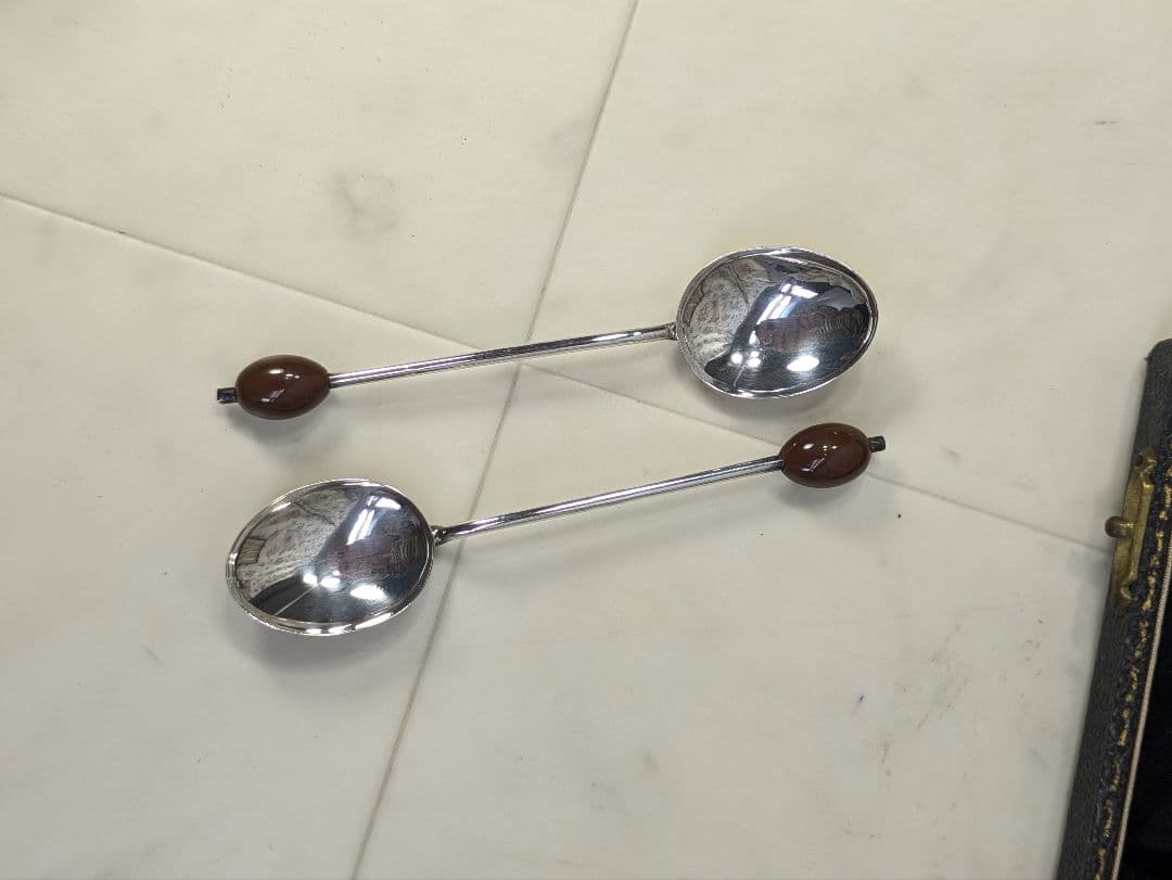 英国 アンティーク 1949年 スターリングシルバー スプーン 6本 エナメル