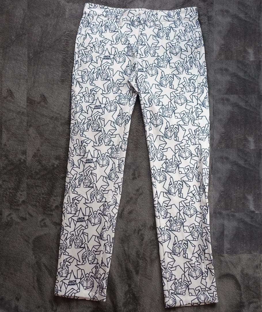 C新品 6/XL秋冬 ジャックバニー × ドラえもん 総柄 裏起毛 ゴルフパンツ
