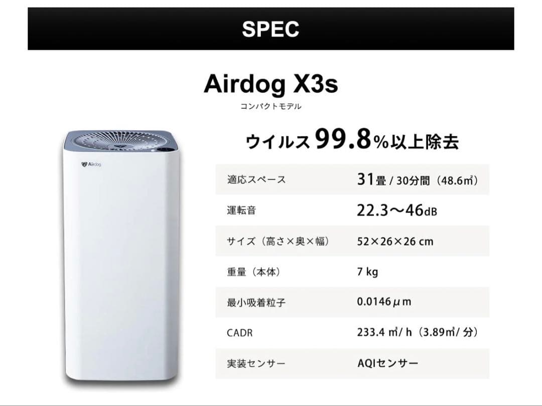 ⭐️同条件で最安値⭐️Airdog X3s　空気清浄機　清掃済　エアドック　21年製