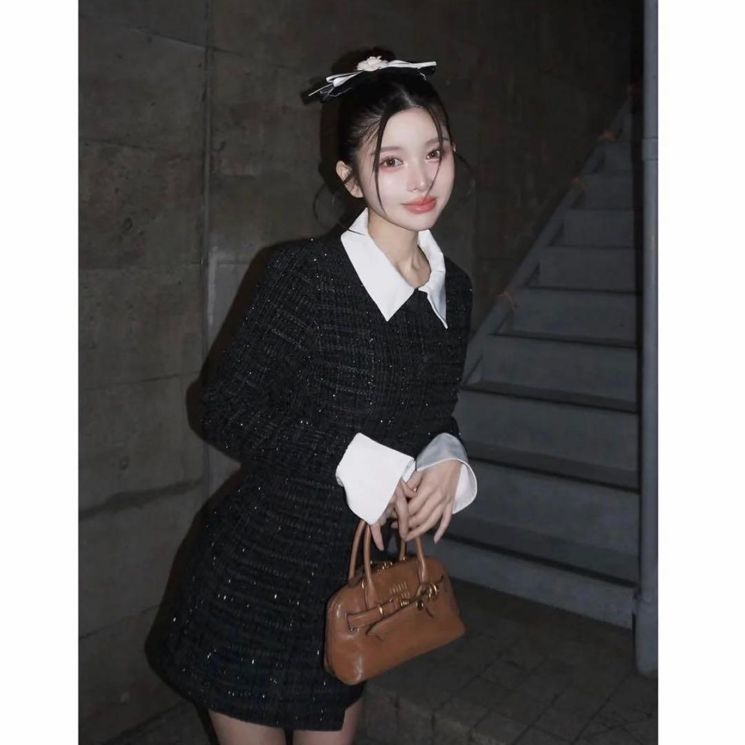 Darich クラシカルボウタイツイードミニワンピース