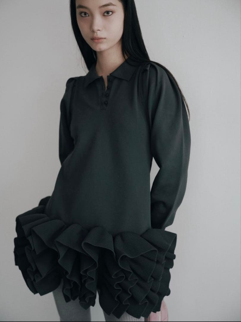 完売 美品 ハイアンド Ruffled-Hem Polo Dress hiand