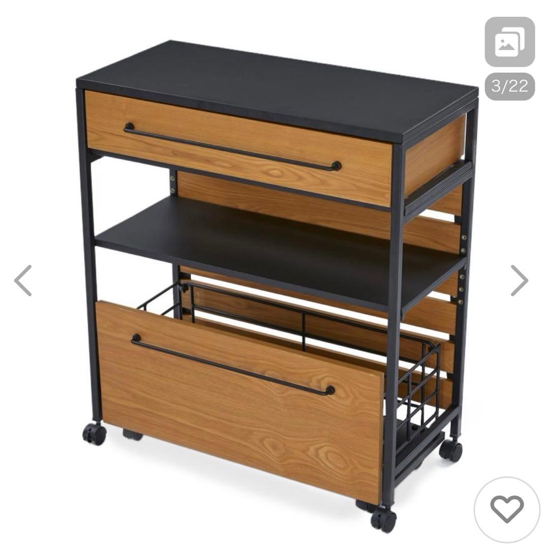 lowya キッチンワゴン ハニー　ブラック　カウンター　収納　キャビネット