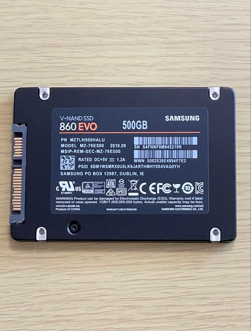 Samsung 860 EVO 500GB SSD 動作品！！