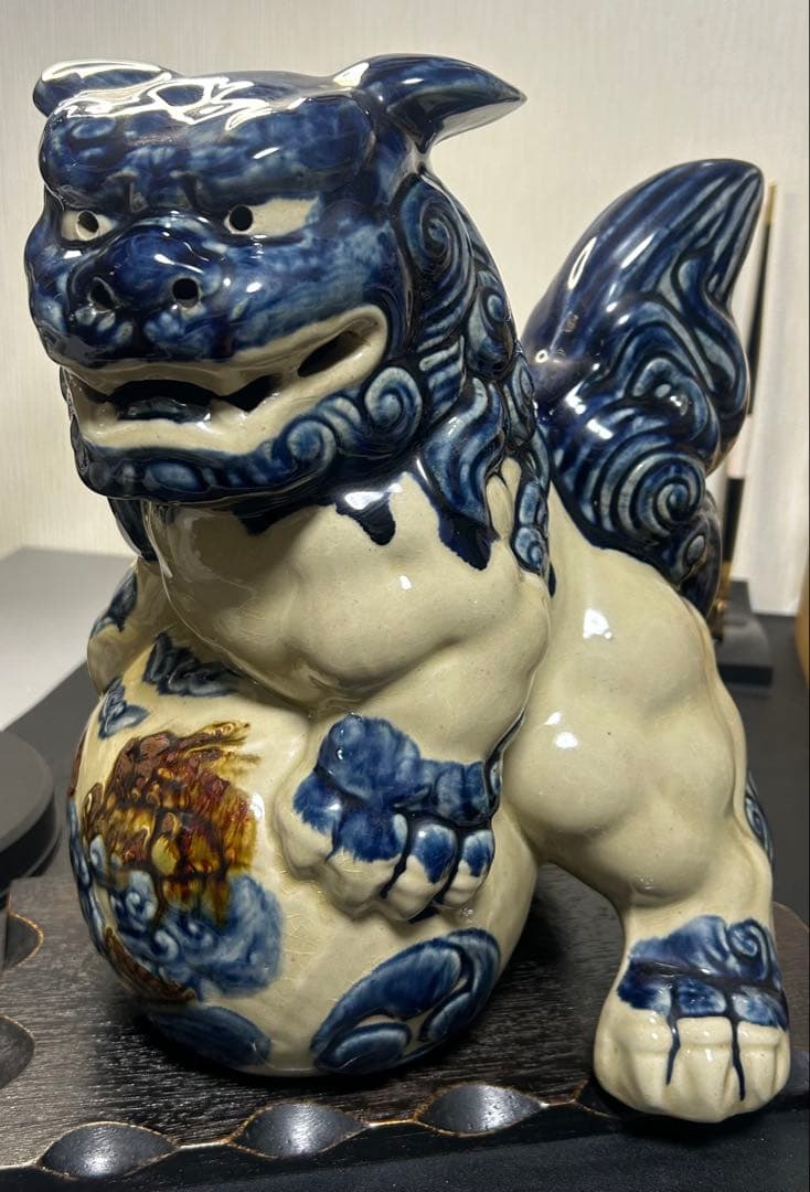 守り神陶器シーサー　獅子　旧家蔵出し、骨董品、縁起物、お守り、風水、収蔵品