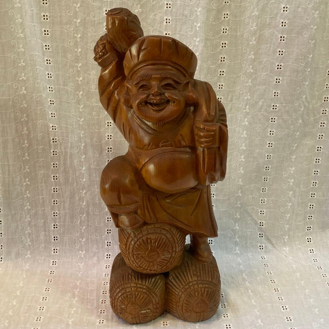 【木製品】七福神 俵に乗った大黒様　＊used