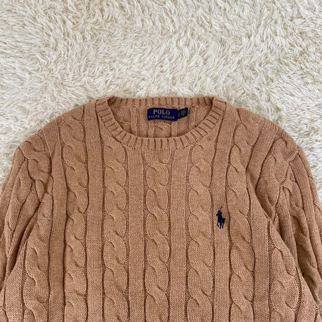 【美品】ポロラルフローレン　ケーブルニット　ユニセックス　メンズ　茶　L相当