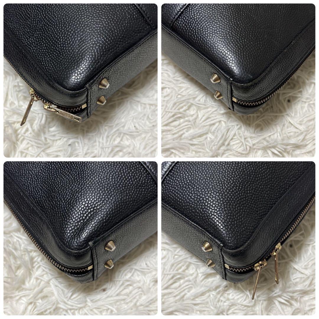 SEEKER ブリーフケース レザー シボ革 A4サイズ可 黒