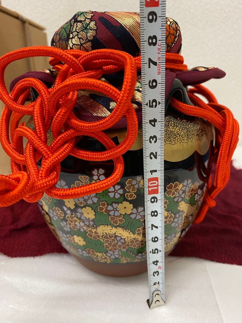 3-2418 九谷 色絵 吉野山図 茶壺 重要文化財写 野々村 仁清 玉泉堂